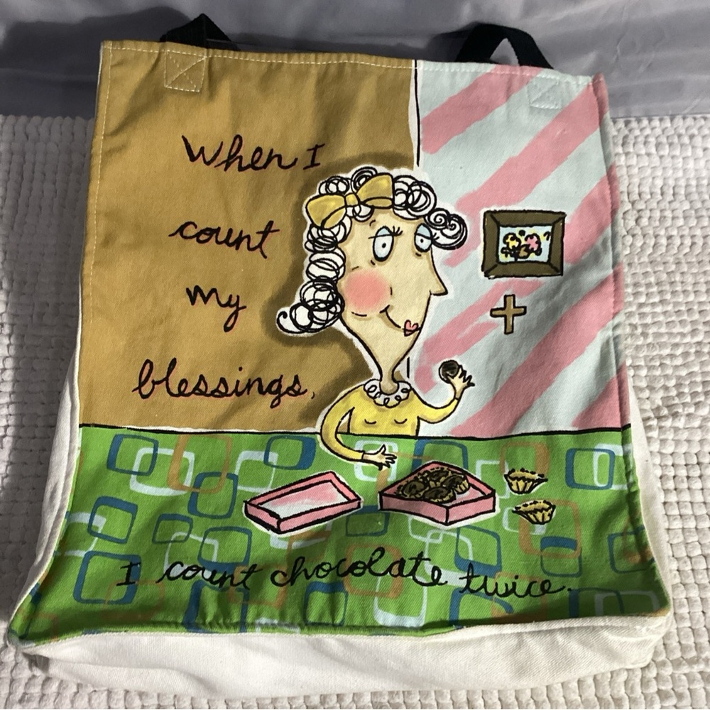 When I Count My Blessings I Count Chocolate Twice Canvas Tote Bag w/ Coin Bag - Picture 13 of 13